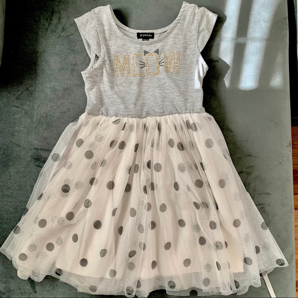 Girls Meow Polka Dress